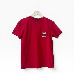 Love Moschino Red 'Peace' Pocket Short Sleeve Tee